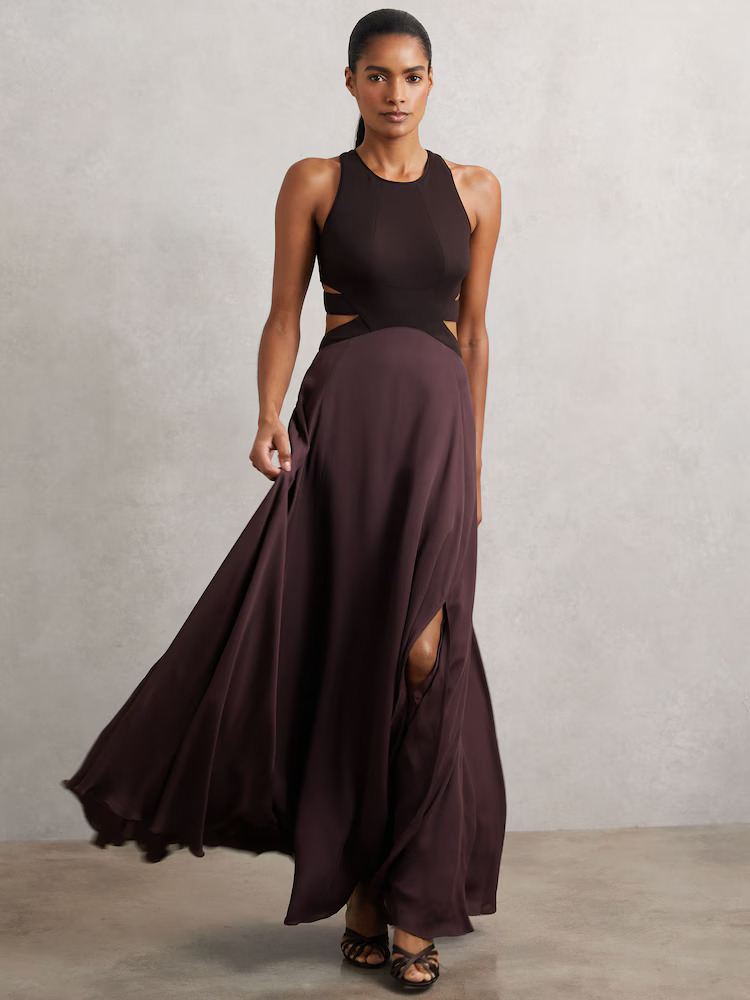 Selene Racerback Cut-Out Maxi Dress – Burgundy