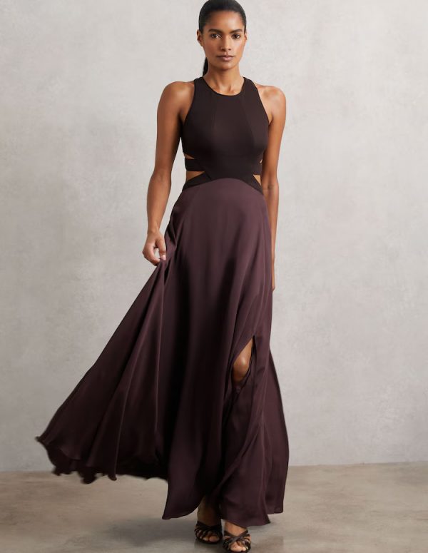 Selene Racerback Cut-Out Maxi Dress – Burgundy