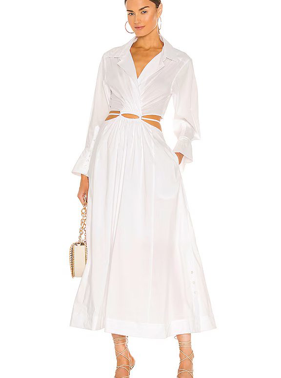 Serena Pleated Cut-Out Midi Dress