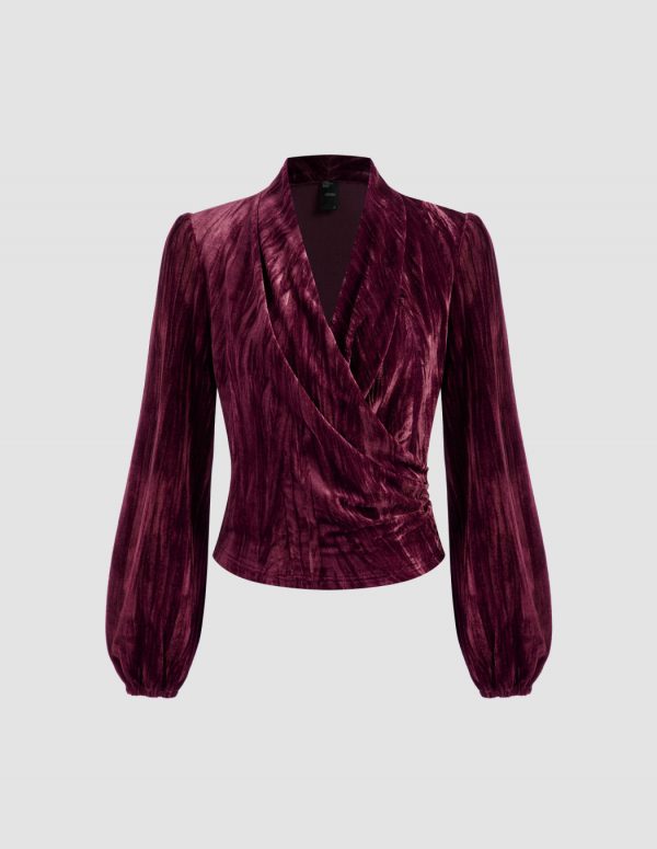 Midnight Velvet Wrap Top